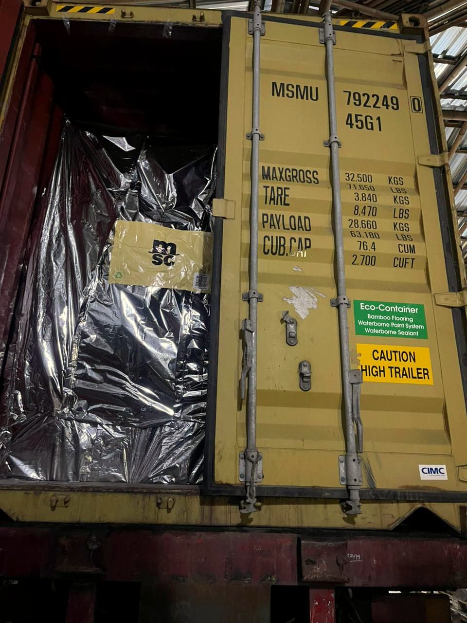 Charcoal loaded into an export container